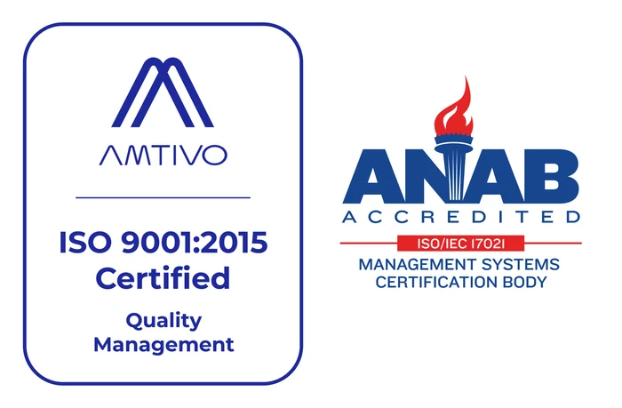 ISO 9001:2015 certified for quality management, accredited by ANAB